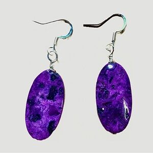 Sugilite earrings SS . beautiful color.It is a Crystal.Love stone. Rare Magenta